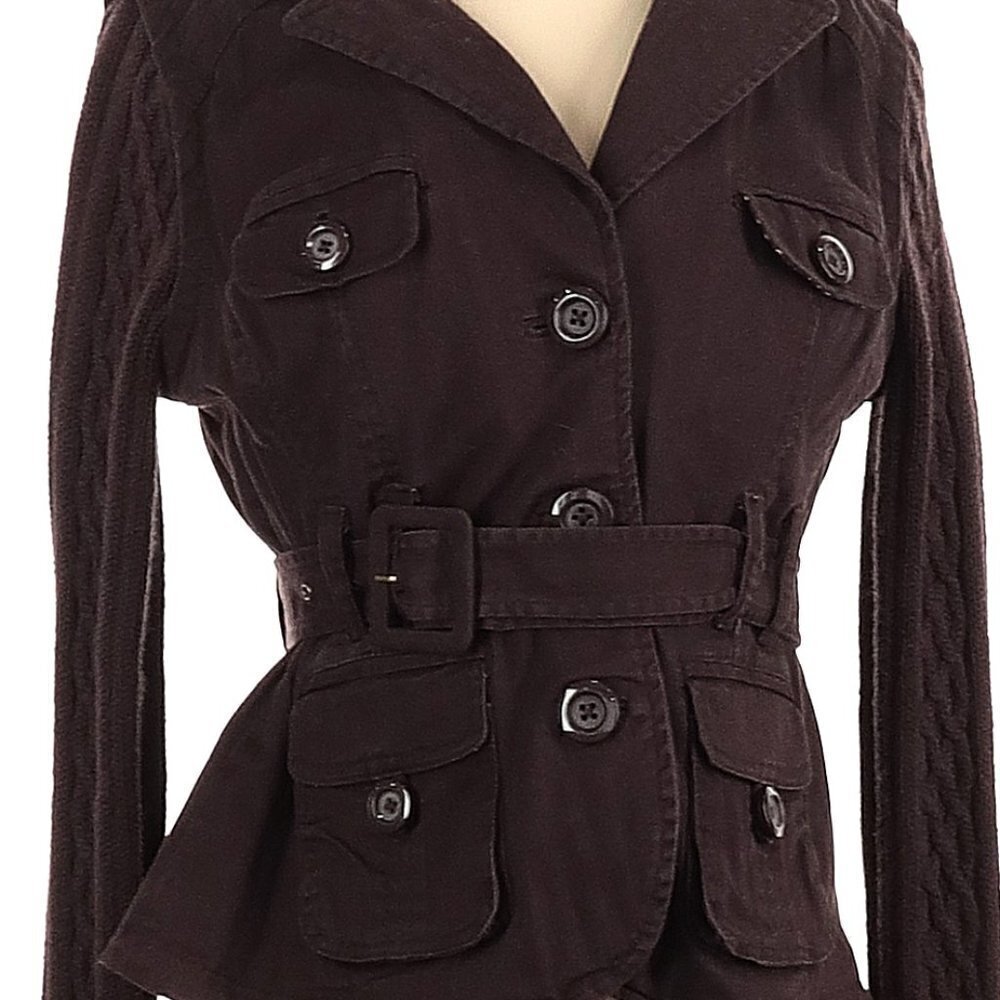 Anthropologie Plus 4 Cropped Belted Jacket Brown Size 4